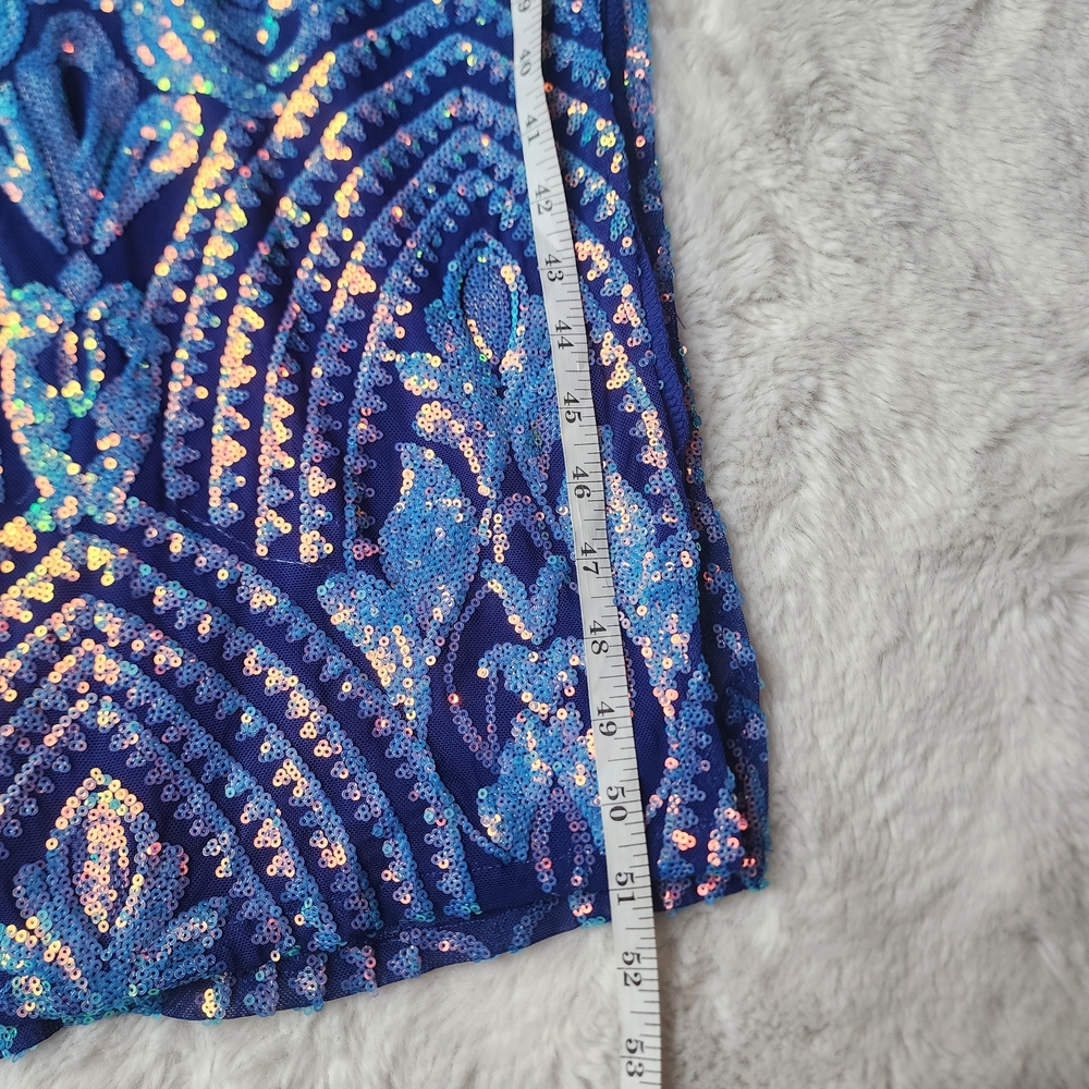 Emerald Sundae Blue Patterned Sequin Spaghetti St… - image 8